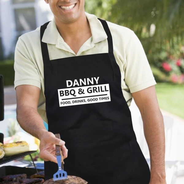 Personalised BBQ & Grill Black Apron 1 Personalised BBQ & Grill Black Apron