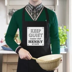 Personalised Keep Quiet Black Apron 8 Personalised Keep Quiet Black Apron -PERSONALISE STORE p0510e10 3