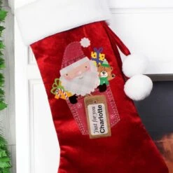 Personalised Santa Claus Luxury Red Stocking -PERSONALISE STORE p0510g03 3