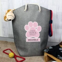 Personalised Pink Paw Print Storage Bag -PERSONALISE STORE p0510g46 2