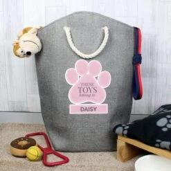 Personalised Pink Paw Print Storage Bag -PERSONALISE STORE p0510g46 3