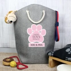 Personalised Pink Paw Print Storage Bag -PERSONALISE STORE p0510g46 4