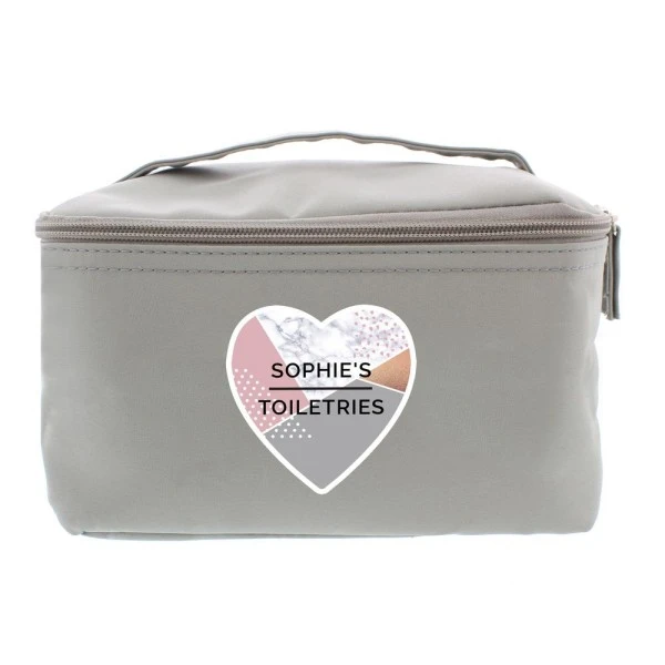 Personalised Geometric Grey Toiletry Bag 2 Personalised Geometric Grey Toiletry Bag - Image 2
