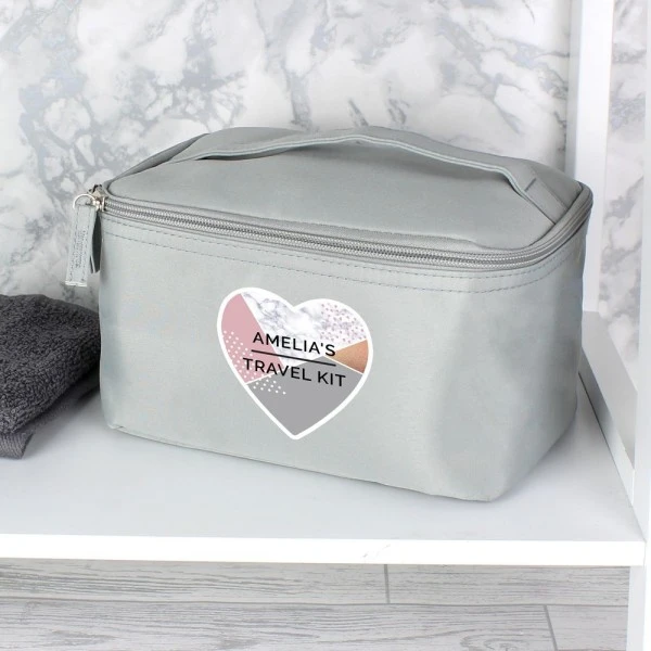 Personalised Geometric Grey Toiletry Bag 5 Personalised Geometric Grey Toiletry Bag - Image 5