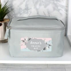 Personalised Floral Grey Toiletry Bag -PERSONALISE STORE p0510g69 3