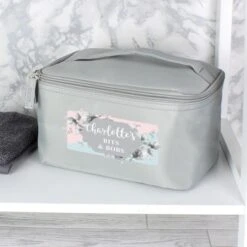 Personalised Floral Grey Toiletry Bag -PERSONALISE STORE p0510g69 4