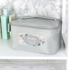 Personalised Floral Grey Toiletry Bag -PERSONALISE STORE p0510g69 5