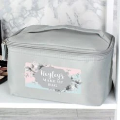 Personalised Floral Grey Toiletry Bag -PERSONALISE STORE p0510g69 6