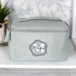 Personalised Geometric Initial Grey Toiletry Bag -PERSONALISE STORE p0510g71 3