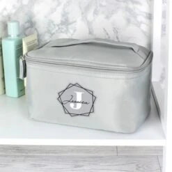 Personalised Geometric Initial Grey Toiletry Bag -PERSONALISE STORE p0510g71 4