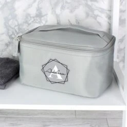 Personalised Geometric Initial Grey Toiletry Bag -PERSONALISE STORE p0510g71 5