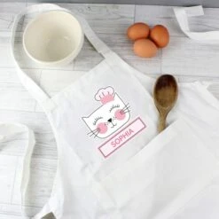 Personalised Cat Childrens Apron -PERSONALISE STORE p0510g87 3