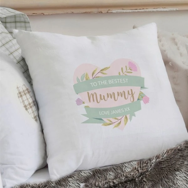 Personalised Floral Heart Mothers Day Cream Cushion 3 Personalised Floral Heart Mothers Day Cream Cushion - Image 3