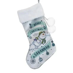 Personalised The Snowman And The Snowdog Luxury Silver Grey Stocking -PERSONALISE STORE p0510h83 3