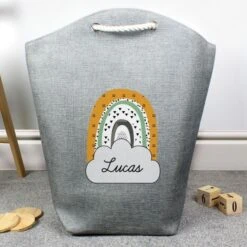 Personalised Mustard & Green Rainbow Storage Bag -PERSONALISE STORE p0510i03 2