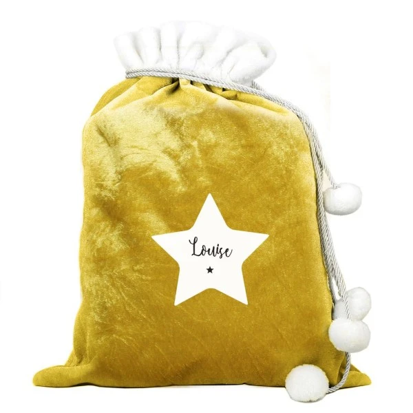 Personalised Star Luxury Pom Pom Gold Sack 2 Personalised Star Luxury Pom Pom Gold Sack - Image 2