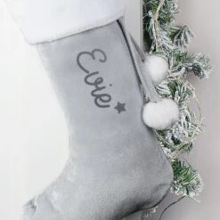Personalised Name Only Silver Grey Stocking 6 Personalised Name Only Silver Grey Stocking -PERSONALISE STORE p0510j02 2