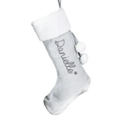 Personalised Name Only Silver Grey Stocking 7 Personalised Name Only Silver Grey Stocking -PERSONALISE STORE p0510j02 3