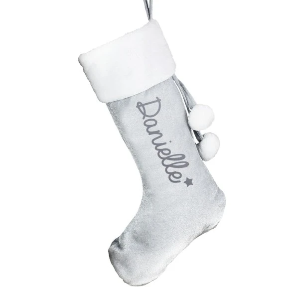 Personalised Name Only Silver Grey Stocking 4 Personalised Name Only Silver Grey Stocking - Image 4