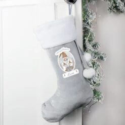 Personalised Christmas Gonk Silver Grey Stocking -PERSONALISE STORE p0510j10 3