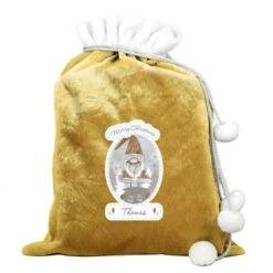 Personalised Gonk Luxury Pom Pom Gold Sack -PERSONALISE STORE p0510j11 3