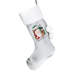 Personalised Christmas Santa Grey Stocking -PERSONALISE STORE p0510j16 3