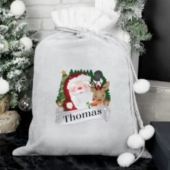 Personalised Christmas Santa Grey Sack 6 Personalised Christmas Santa Grey Sack -PERSONALISE STORE p0510j17 2