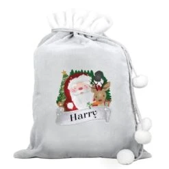 Personalised Christmas Santa Grey Sack 7 Personalised Christmas Santa Grey Sack -PERSONALISE STORE p0510j17 3