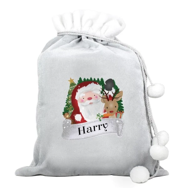 Personalised Christmas Santa Grey Sack 4 Personalised Christmas Santa Grey Sack - Image 4