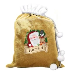 Personalised Christmas Santa Gold Sack -PERSONALISE STORE p0510j18 2