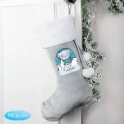 Personalised First Christmas Tiny Tatty Teddy Silver Grey Stocking 6 Personalised First Christmas Tiny Tatty Teddy Silver Grey Stocking -PERSONALISE STORE p0510j20 2