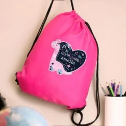Personalised Dinosaur Pink Kit Bag -PERSONALISE STORE p0510j33 2