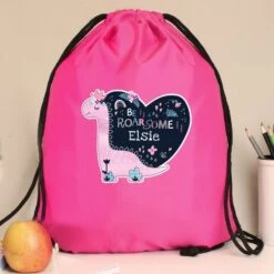 Personalised Dinosaur Pink Kit Bag -PERSONALISE STORE p0510j33 3
