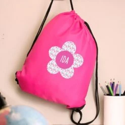 Personalised Flower Pink Kit Bag -PERSONALISE STORE p0510j35 2