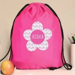 Personalised Flower Pink Kit Bag -PERSONALISE STORE p0510j35 3