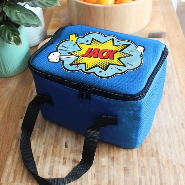 Personalised Superhero Blue Lunch Bag 3 Personalised Superhero Blue Lunch Bag - Image 3