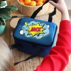 Personalised Superhero Blue Lunch Bag 9 Personalised Superhero Blue Lunch Bag -PERSONALISE STORE p0510j42 3