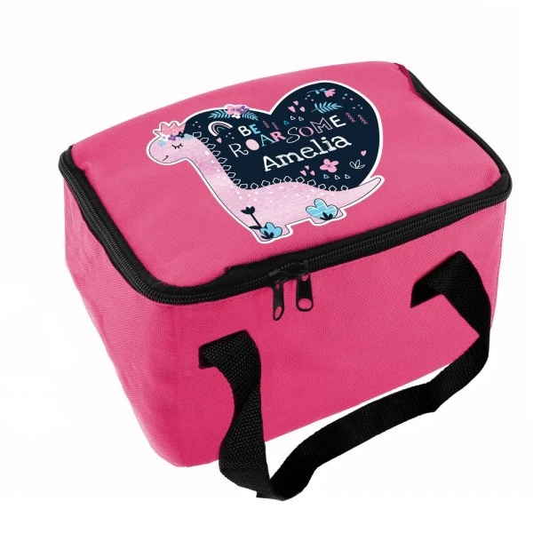 Personalised Dinosaur Pink Lunch Bag 5 Personalised Dinosaur Pink Lunch Bag - Image 5