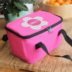 Personalised Flower Pink Lunch Bag -PERSONALISE STORE p0510j45 3