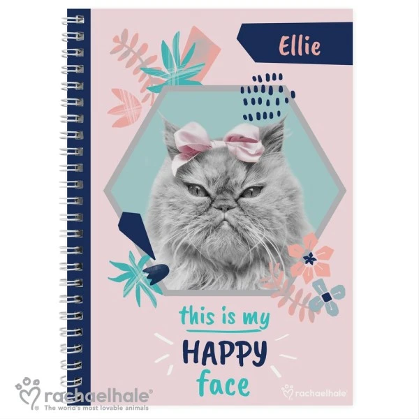 Personalised Rachael Hale "Happy Face" Cat A5 Notebook 2 Personalised Rachael Hale "Happy Face" Cat A5 Notebook - Image 2