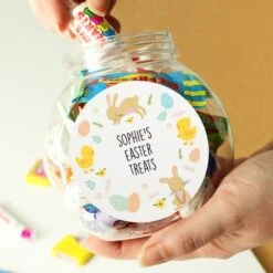Personalised Easter Bunny & Chick Sweets Jar