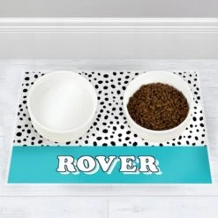Personalised Blue Spots Dog Pet Bowl Mat -PERSONALISE STORE p0512ad98 2