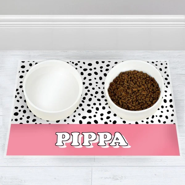 Personalised Pink Spots Dog Pet Bowl Mat 2 Personalised Pink Spots Dog Pet Bowl Mat - Image 2