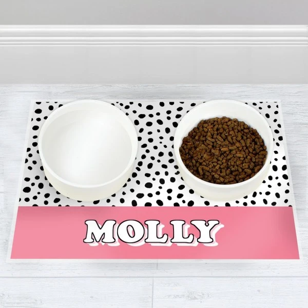 Personalised Pink Spots Dog Pet Bowl Mat 3 Personalised Pink Spots Dog Pet Bowl Mat - Image 3