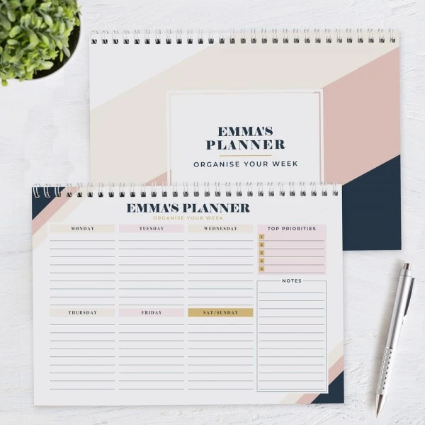 Personalised Free Text Navy & Blush A4 Desk Planner 4 Personalised Free Text Navy & Blush A4 Desk Planner - Image 4