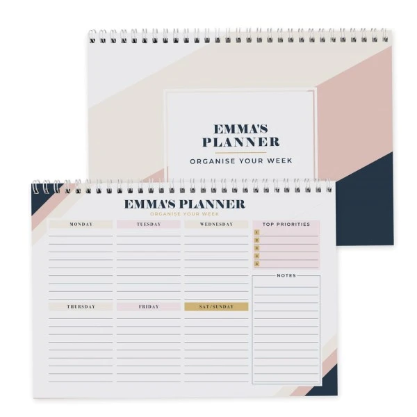 Personalised Free Text Navy & Blush A4 Desk Planner 5 Personalised Free Text Navy & Blush A4 Desk Planner - Image 5