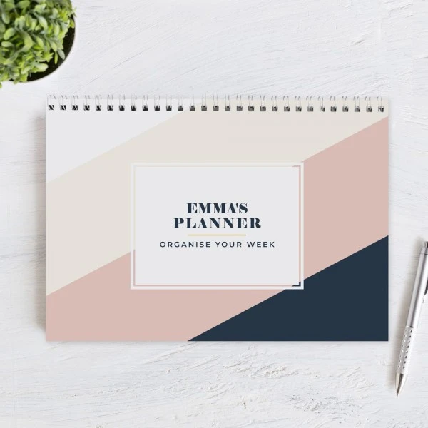 Personalised Free Text Navy & Blush A4 Desk Planner 7 Personalised Free Text Navy & Blush A4 Desk Planner - Image 7