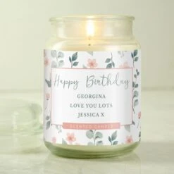 Personalised Floral Large Scented Jar Candle -PERSONALISE STORE p0512ae48 2