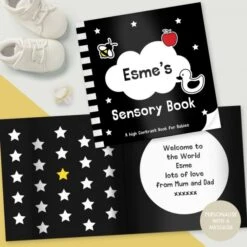 Personalised High Contrast Black And White Baby Book