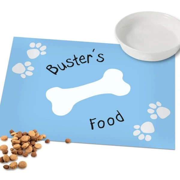 Personalised Blue Paw Print Dog Pet Bowl Mat 3 Personalised Blue Paw Print Dog Pet Bowl Mat - Image 3